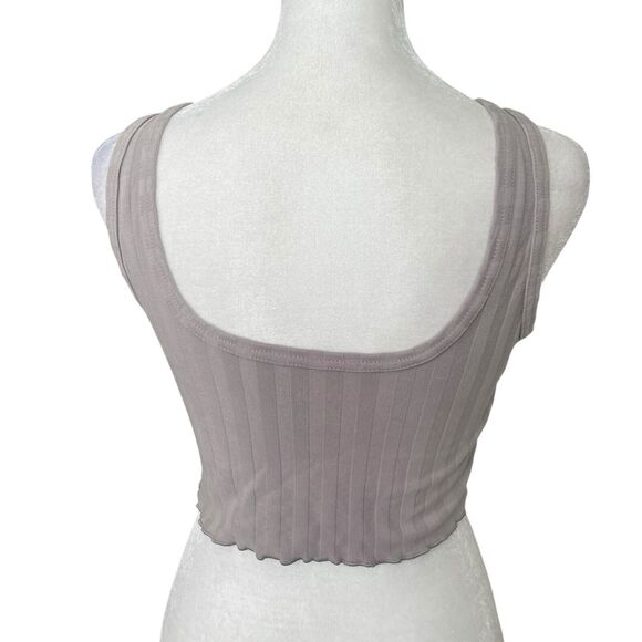 Offline by Aerie XS Crop Tank Top Gray OG Original Ribbed American Eagle - Picture 6 of 7